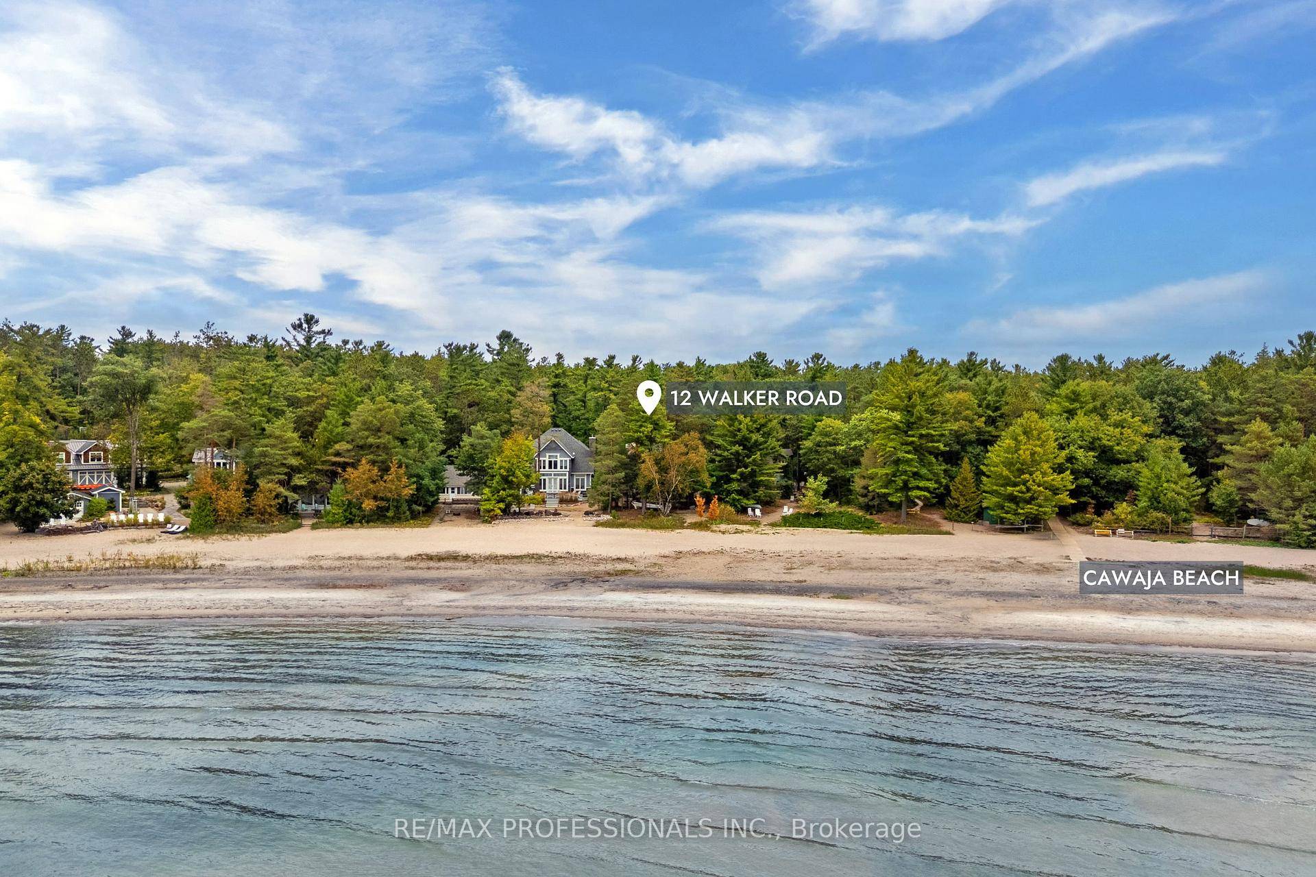 Welcome to 12 Walker Road, a custom built waterfront residence on a 50 x 250 treed lot with direct access to the white sandy shores of Cawaja Beach on Georgian ...