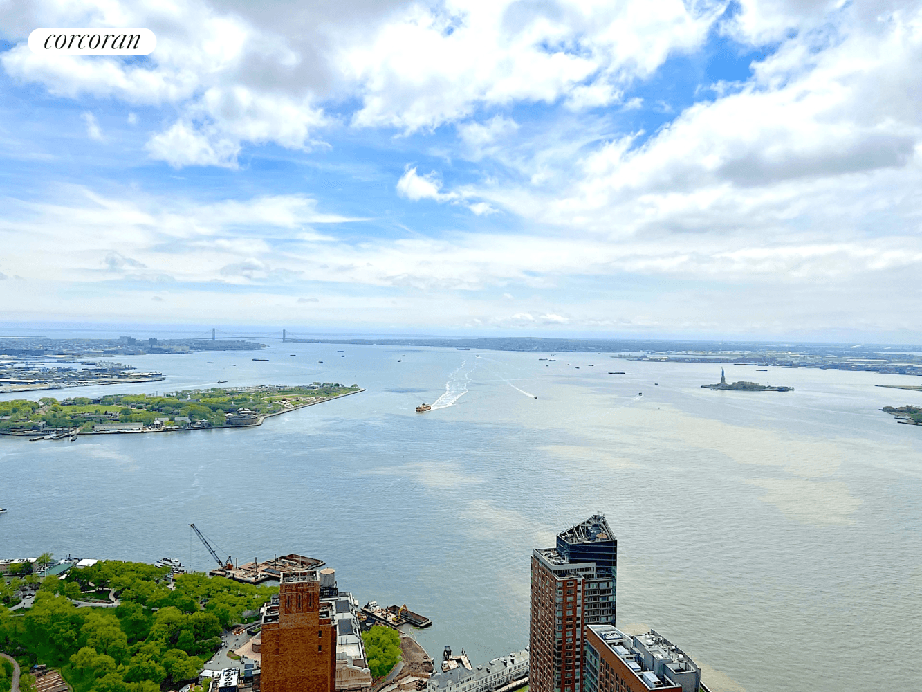 Beautiful home at 55 stories above ground with amazing open water view and view of Statue of Liberty.