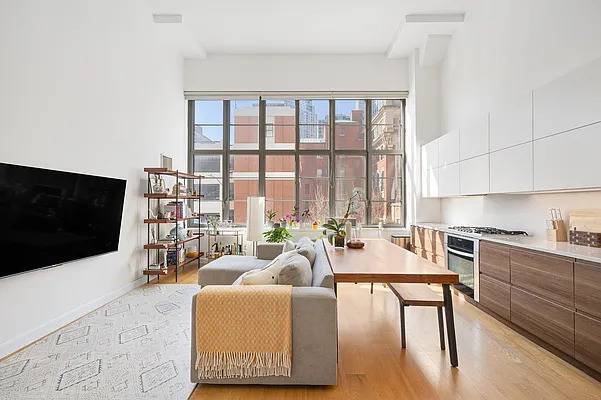 Experience unparalleled loft living in this expansive 1, 400 sf 1 Bedroom with 2 Home Offices residence, where industrial charm meets modern sophistication.