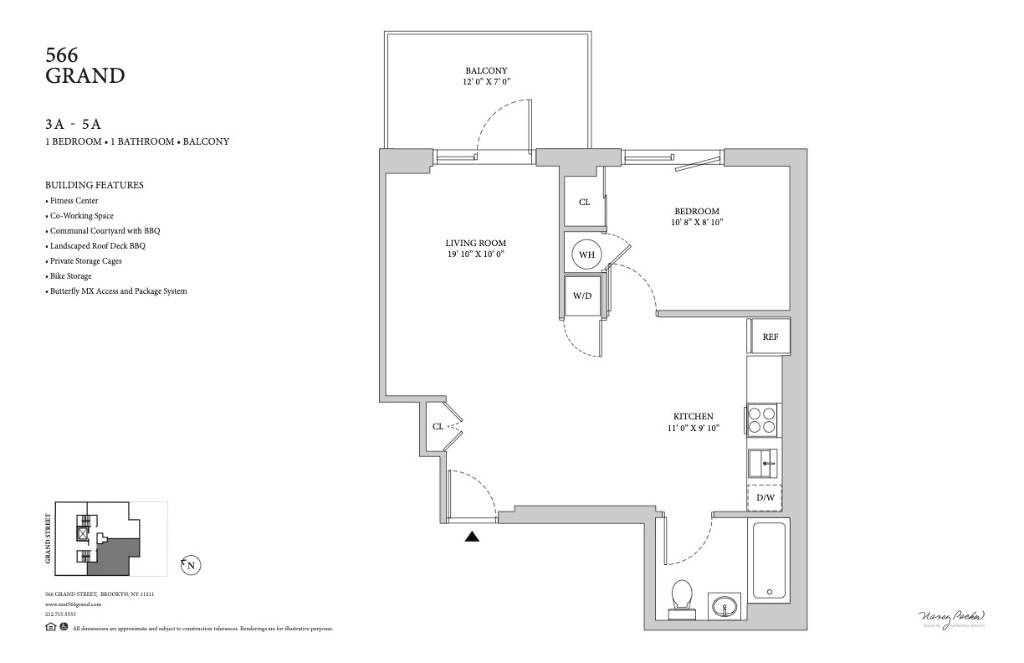 Experience Modern Comfort in 566 Grands Stylish One Bedroom UnitsBe among the first to visit unit 5A, a sophisticated one bedroom one bath home easily flexed into a two bedroom ...