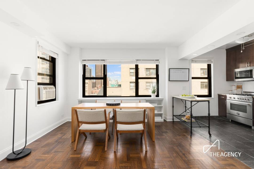 A sun drenched, high floor one bedroom with a dedicated home office and sweeping open north and west exposures, in one of the Upper East Side's premier full service cooperatives.