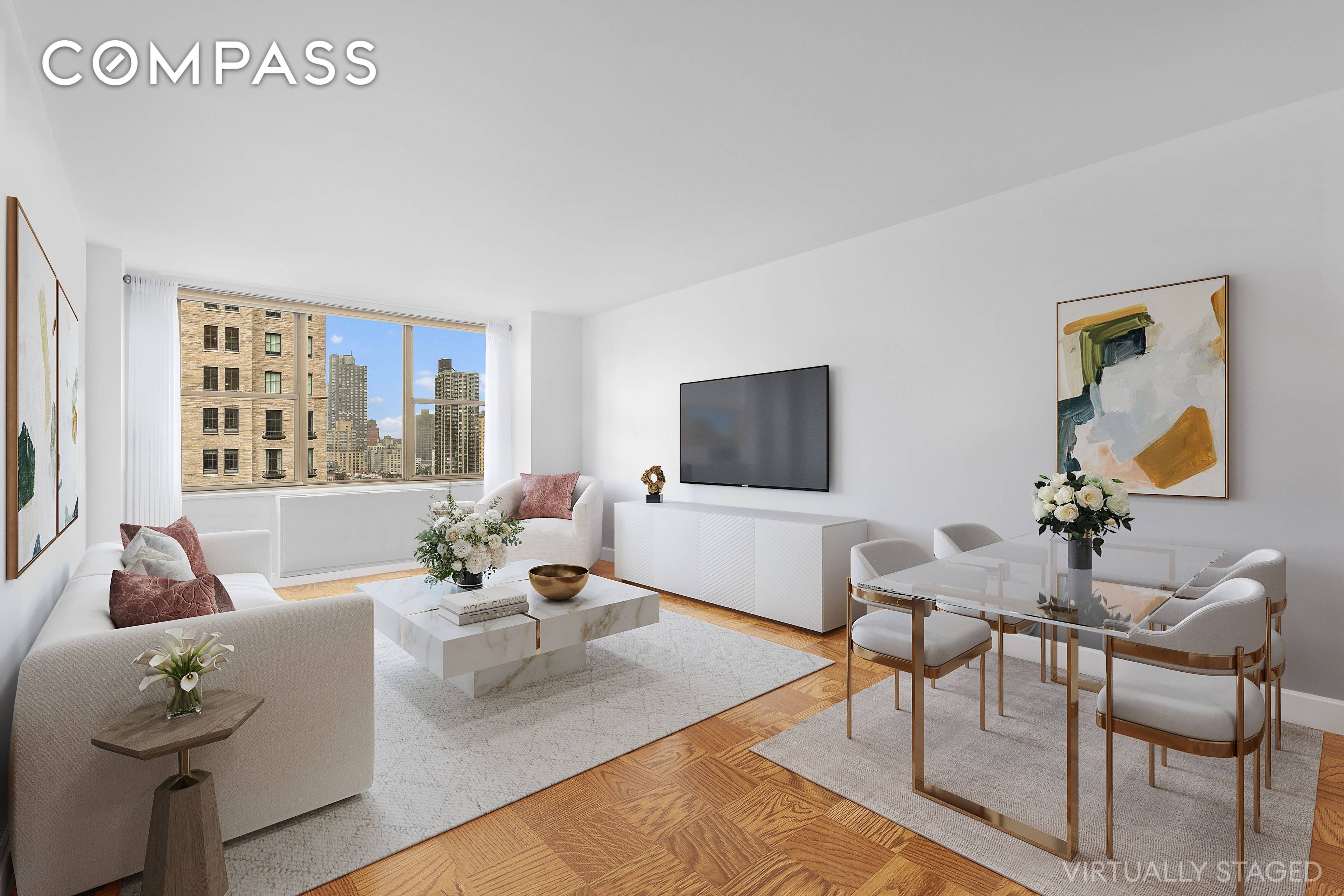 This recently renovated home offers a spacious, north facing apartment perched on the 18th floor, providing sweeping views of the city and an abundance of natural light throughout the day.