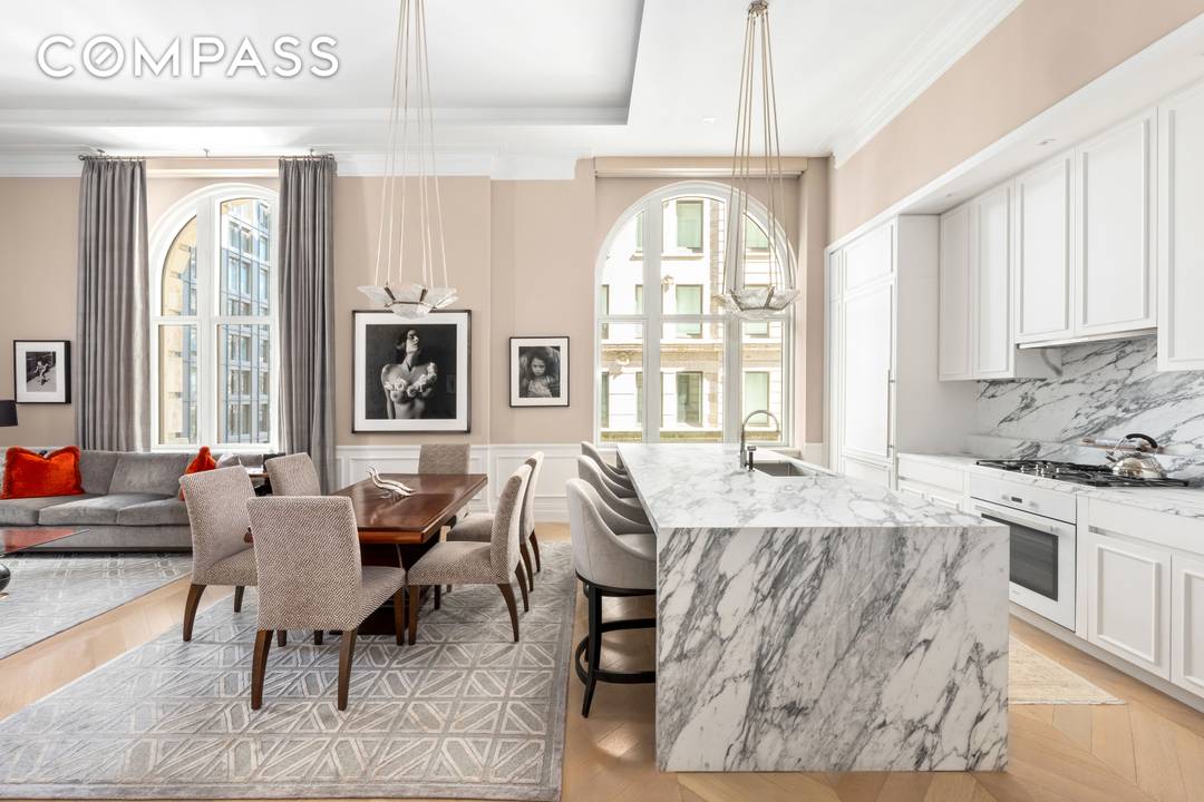 A seamless blend of historic grandeur and modern luxury at 108 Leonard Street, this 1, 766 square foot split two bedroom, two and a half bath residence boasts soaring ceilings ...