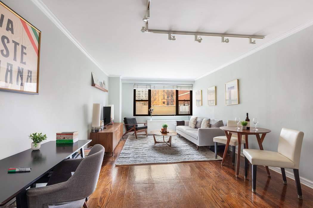 Apartment 3R is a move in ready one bedroom featuring new hardwood floors and an expanded, open kitchen that is among the largest in the building.