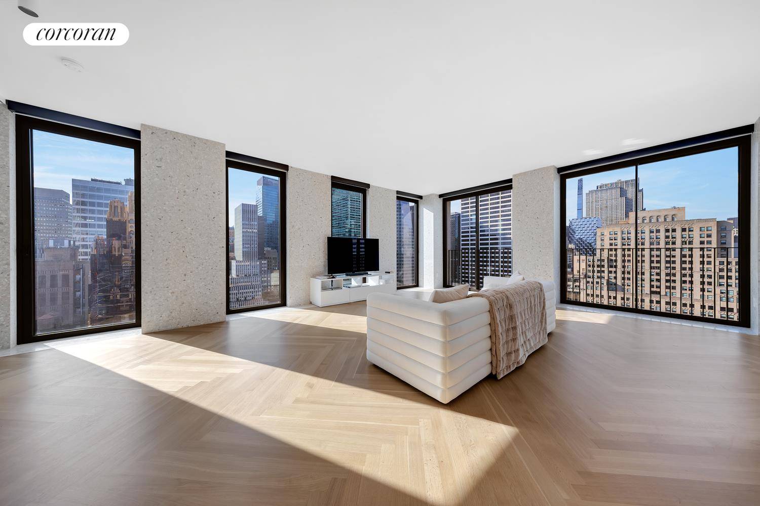 Overlooking the scenic Bryant Park in the heart of New York City, this corner two bedroom residence features direct park facing views and was designed by the Pritzker Prize winning ...