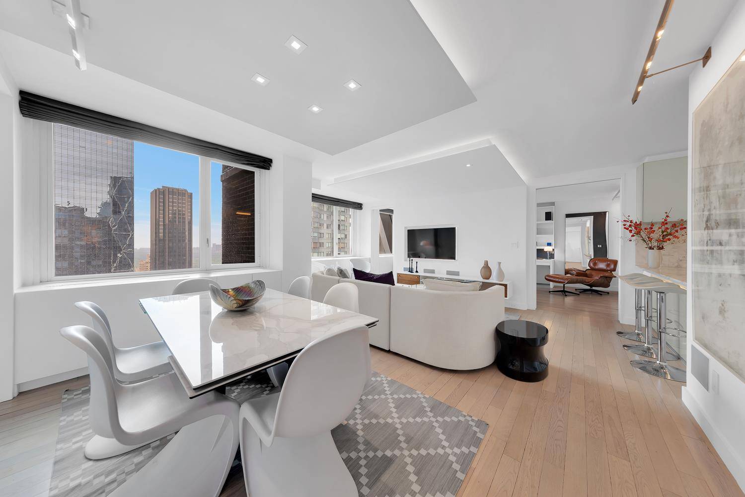 This split 2 bedroom, 2. 5 bath home boasts glorious Central Park views throughout and unique custom upgrades, including pocket doors on either side of the bedrooms, built ins, fully ...