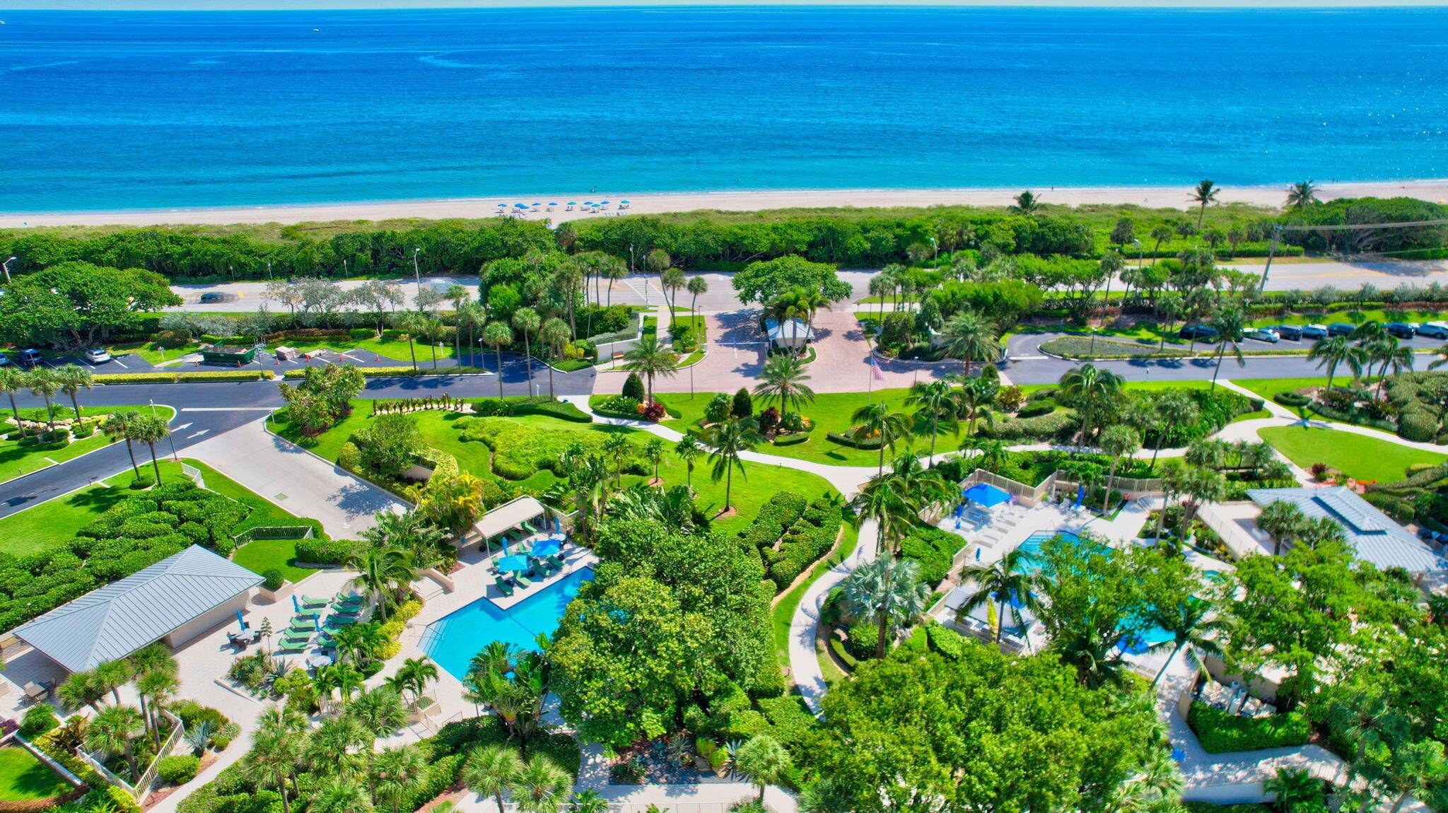 Spacious 2 bedroom, 2 bath condo in the sought after A building with floor through deisgn offering magnificent Ocean views from the front balcony and IntraCoastal views from the rear.
