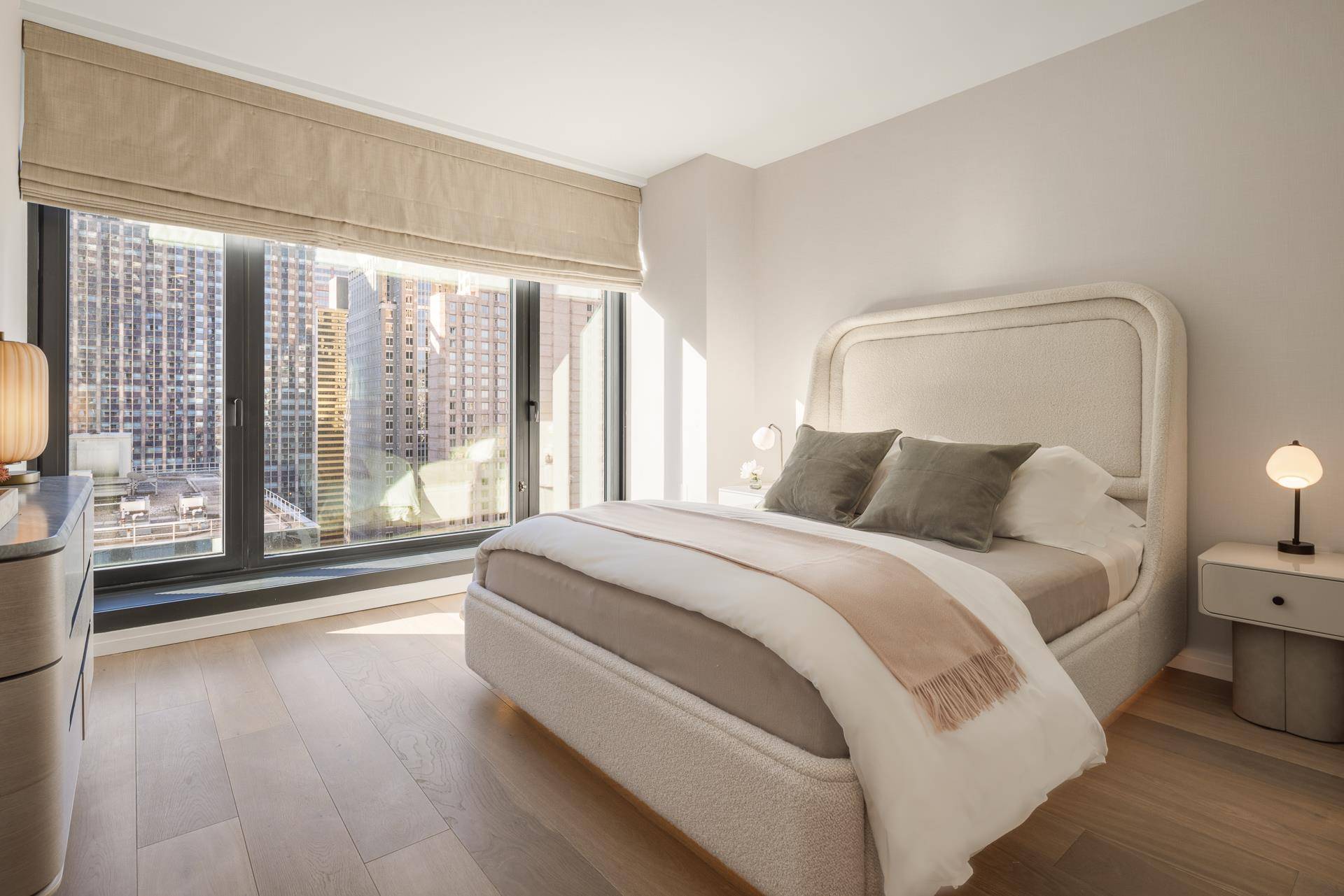 Immediate Occupancy This gracious 1, 165 square foot, two bedroom, two bathroom residence designed by Thomas Juul Hansen, features an open living concept with floor to ceiling windows and northern ...