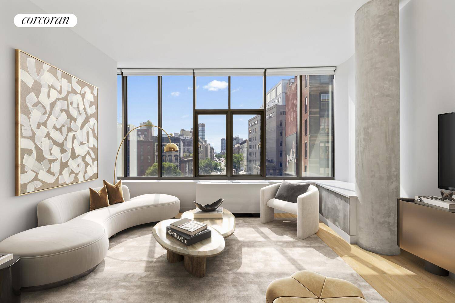 Stunning one bedroom apartment with unobstructed east facing views of the Williamsburg Bridge through dramatic floor to ceiling windows.