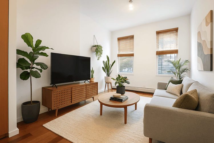 This home can be utilized as a floor through 1 bedroom or a winged 2 bedroom.