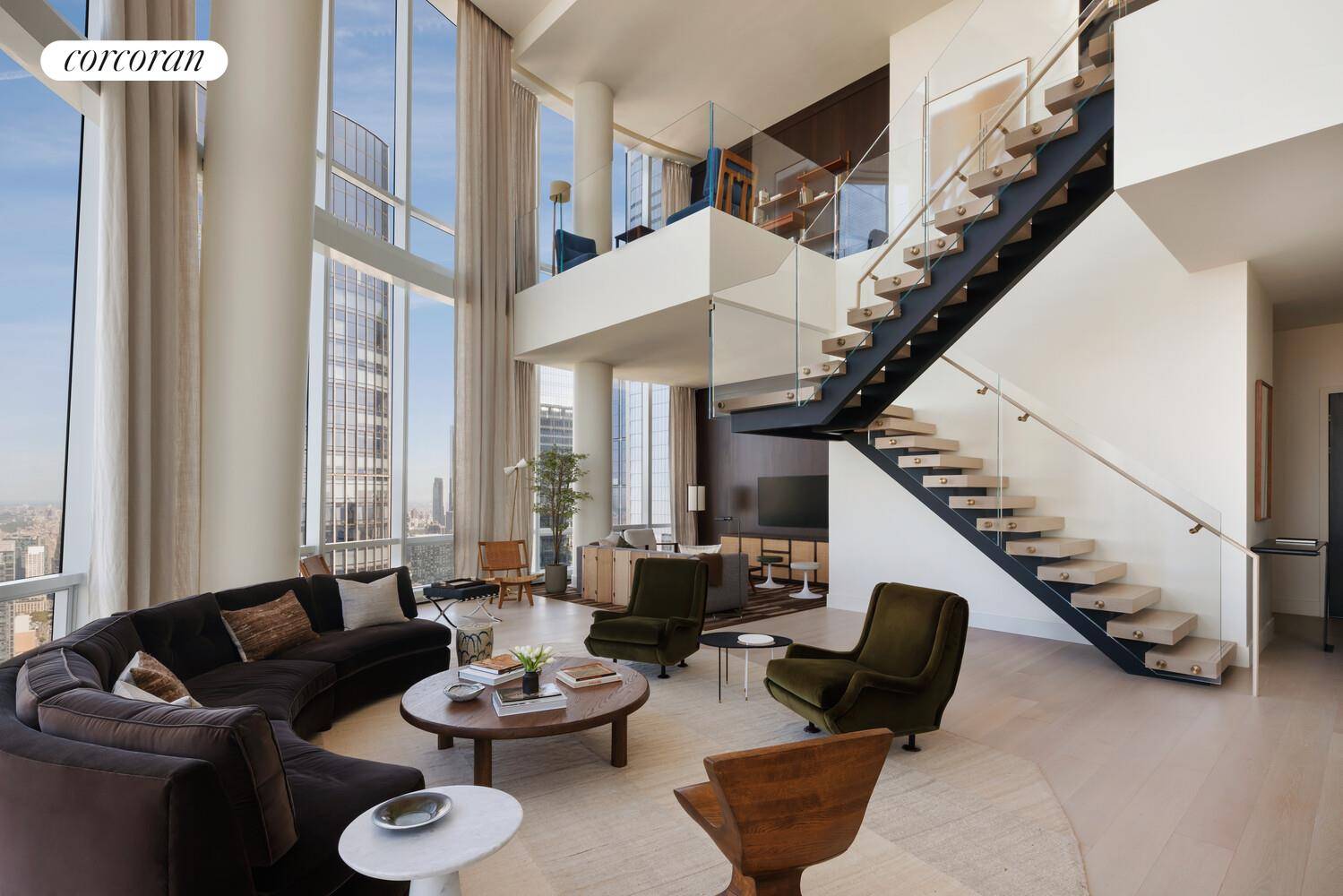 DOUBLE HEIGHT DRAMA WITH SWEEPING VIEWS OF THE HUDSON RIVER FROM EVERY ROOM Introducing a transformed Penthouse 88C at Fifteen Hudson Yards an exquisitely furnished, museum quality duplex residence soaring ...