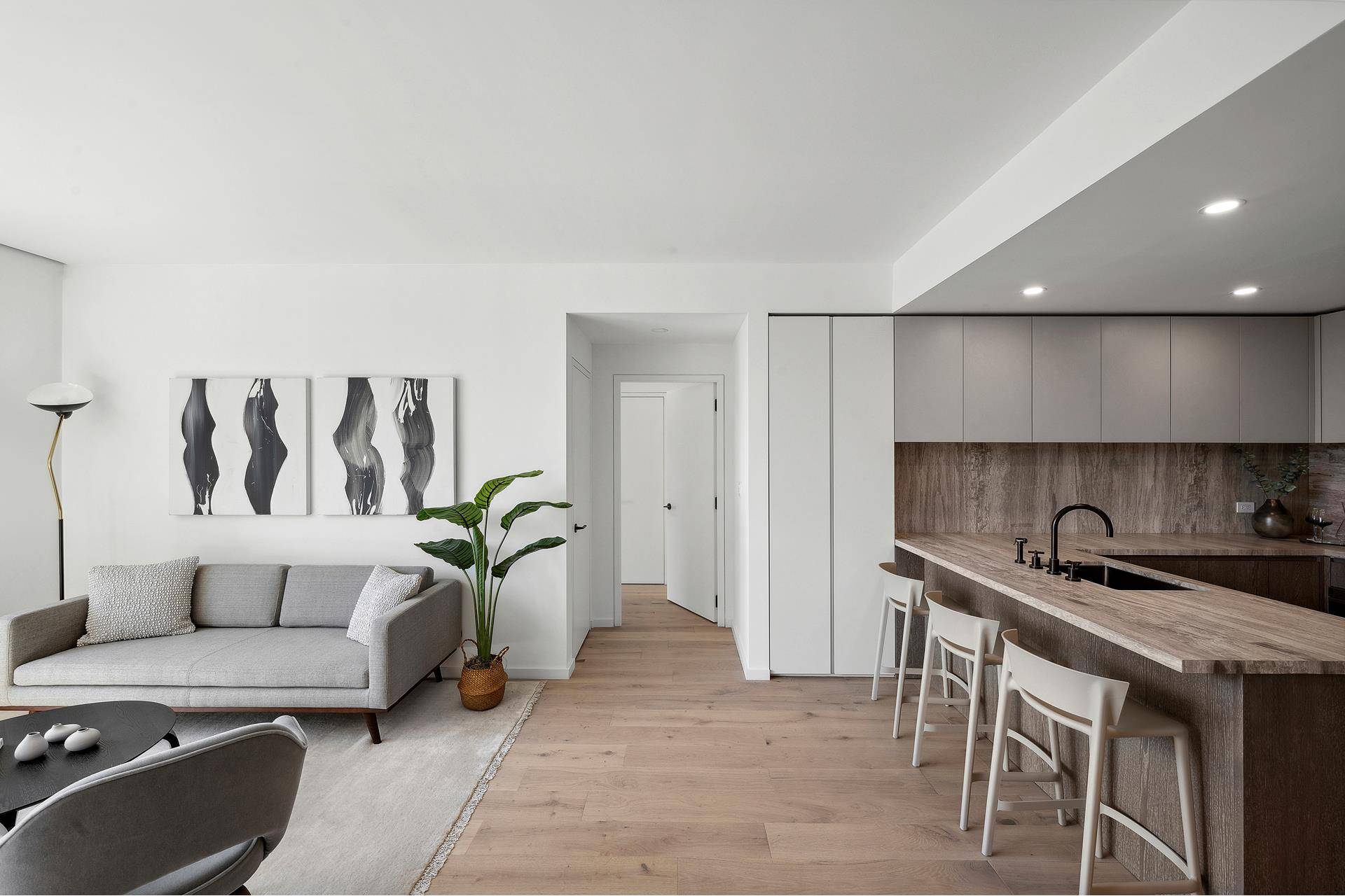 Presenting residence 4B a 975 SF 1 bedroom 2 bathroom residence designed by TalliTien.
