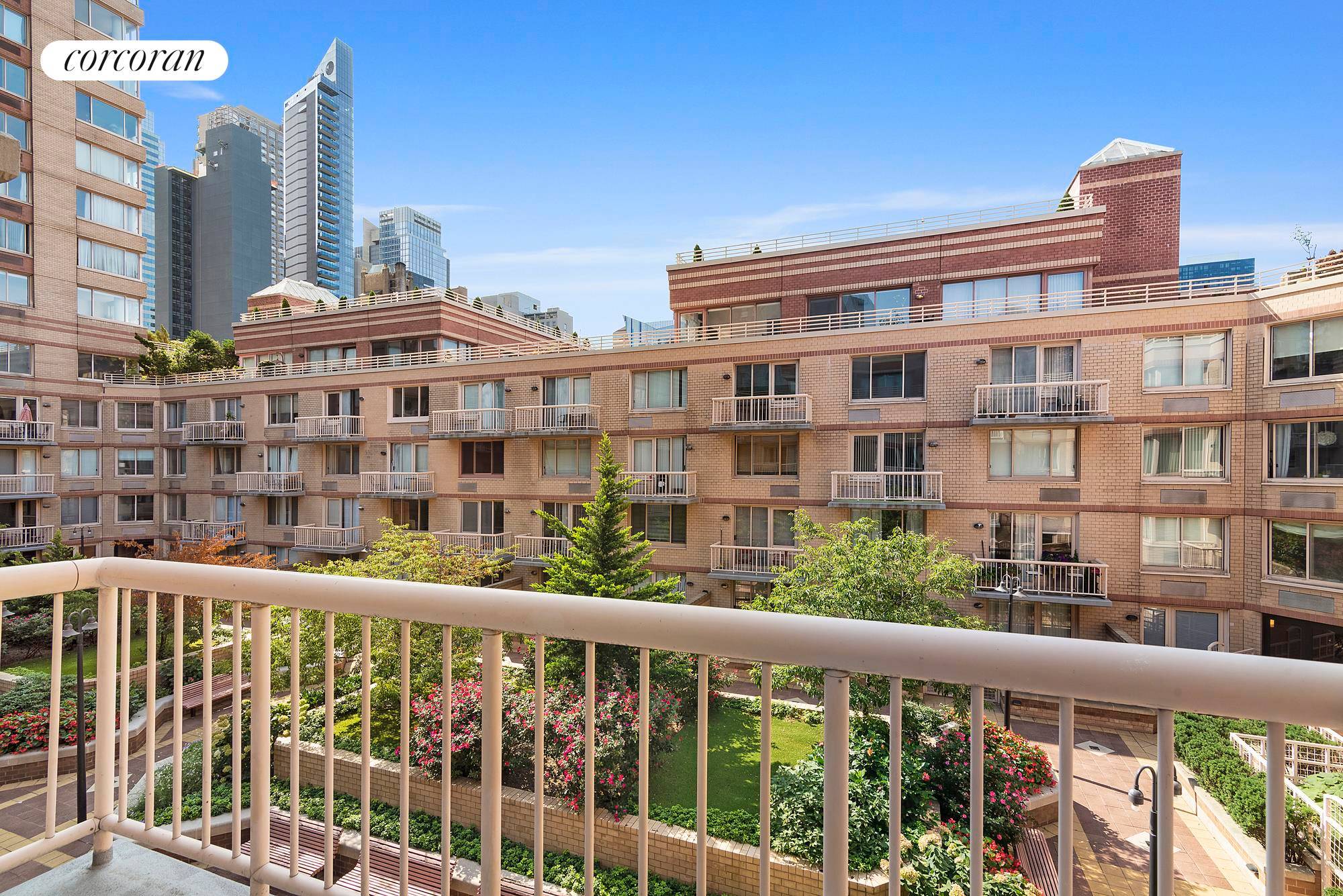 Tranquil garden facing studio with a spacious terrace in the heart of Hell's Kitchen and midtown.