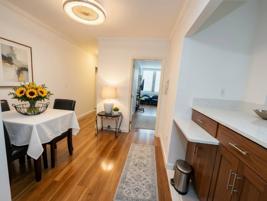 Spacious partially Furnished and bright 2 bedroom residence located on the corner of Wall Street, offering exceptional south and east exposures with open city views.