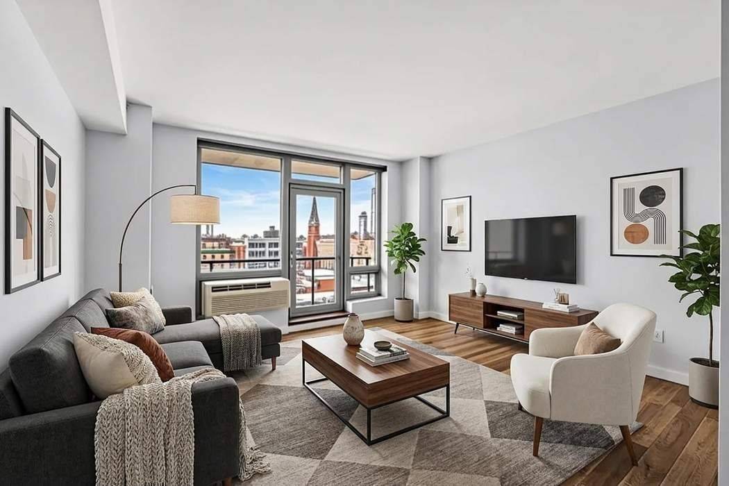Residence 7F is a bright and spacious 2 bedroom, 2 bathroom home with a private balcony in the heart of Long Island City.