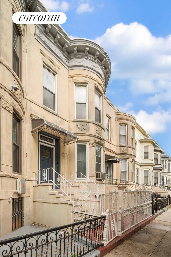 Welcome to 1411 Sterling Place, a 1901 distinguished multi family barrel front townhouse that beautifully combines prewar character with grand proportions.