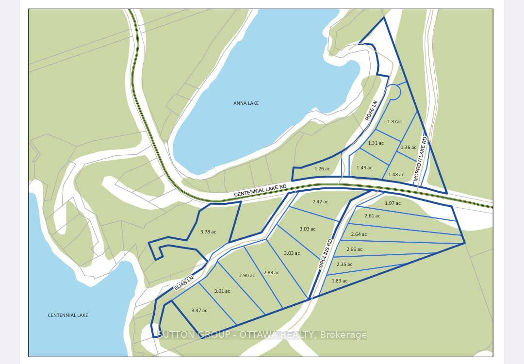 Draft plan approved 20 lot subdivision with spacious multi acre lots, year round access.