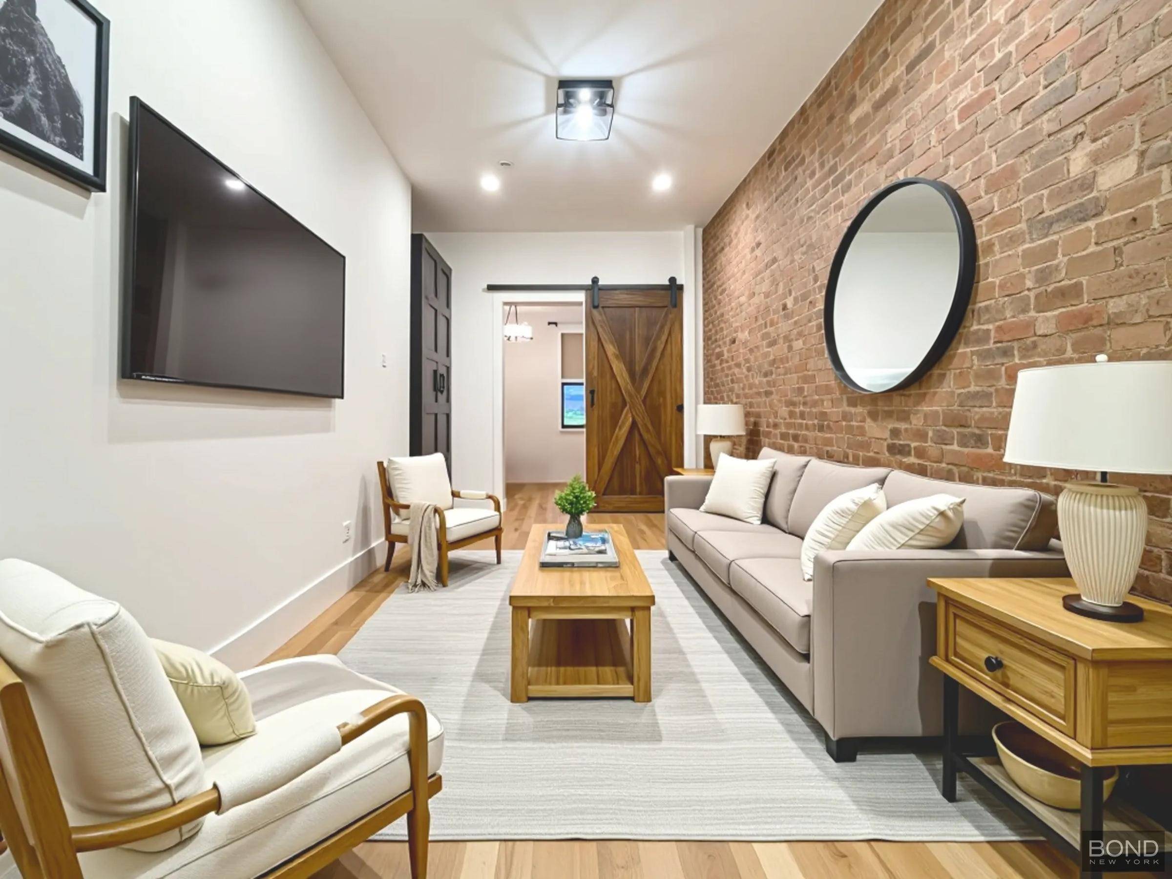 This beautifully renovated railroad unit features two bedrooms and one bathroom.
