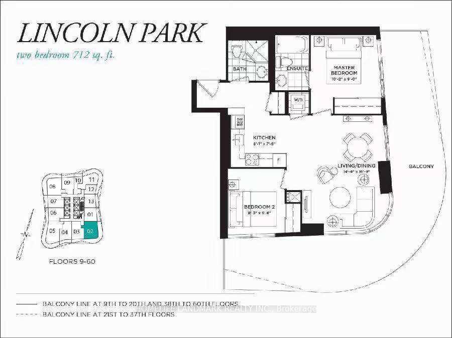 712 Sqft Two Bedrm Unit W Large Balcony Clear Southeast View In Luxury Condo Wellesley On The Park By Lanterra At Downtown Core.