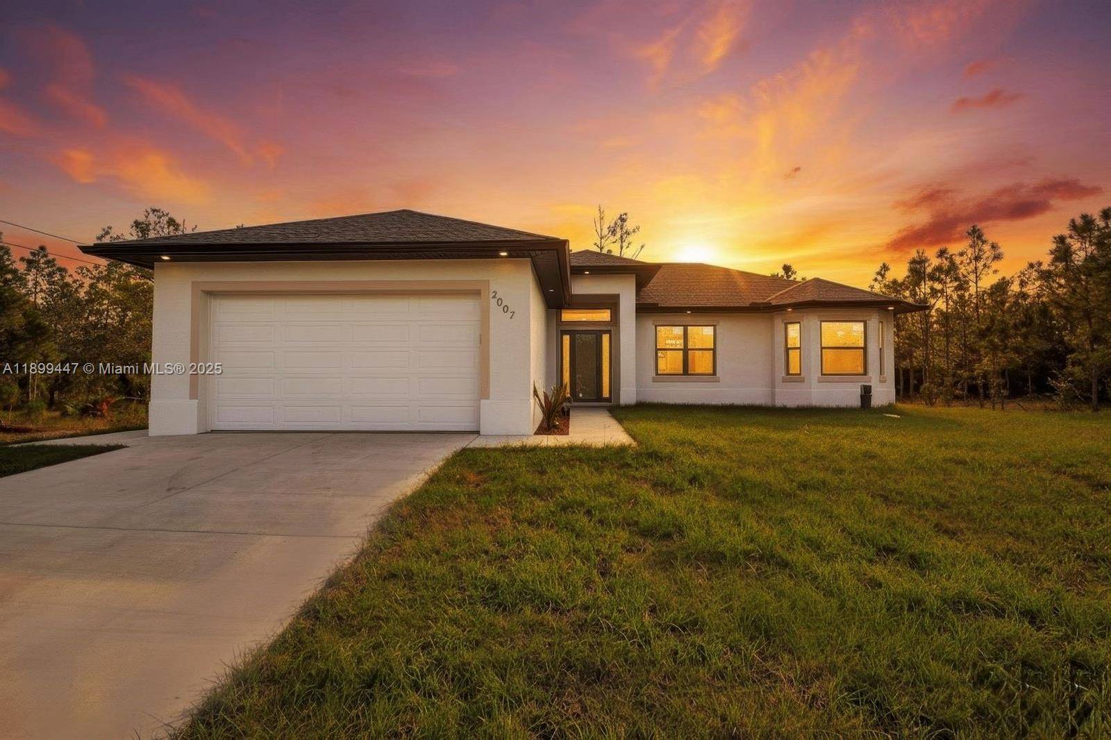Brand new 2025 built 3BR 2BA home on a quiet street in Lehigh Acres offers 1, 569 sq ft of open concept living.