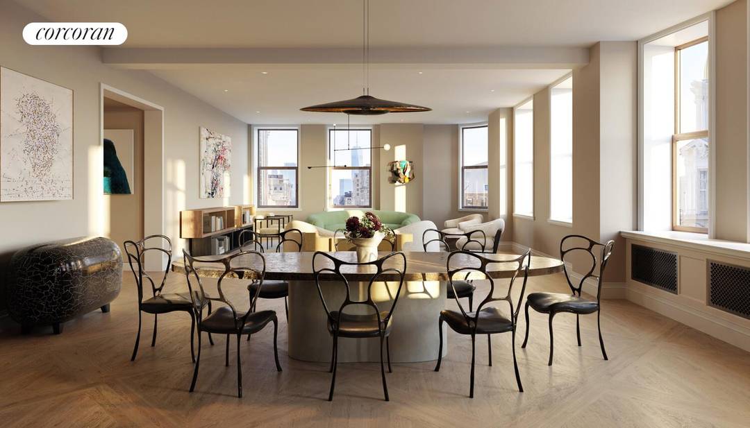 Radiant with natural light, this exceptional four bedroom, four bathroom residence spans 3, 828 square feet and occupies two coveted corners of the iconic Flatiron Building, offering south, east, and ...