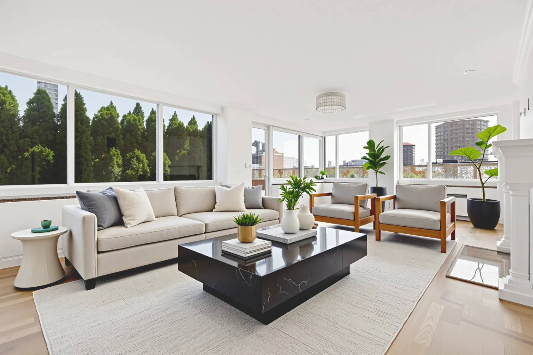 The 3 bedroom, 2. 5 bathroom penthouse featuresmassive private terrace which wraps around the entire apartment and has three exposures.