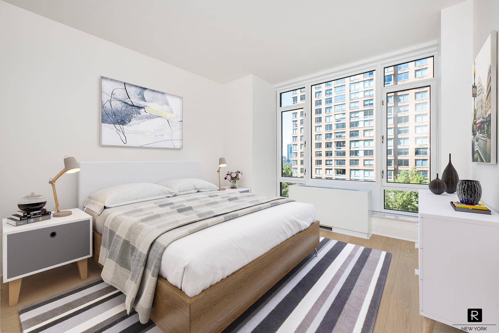 Brand new split 2BR 2BA facing West with serene park views in the Robert A.