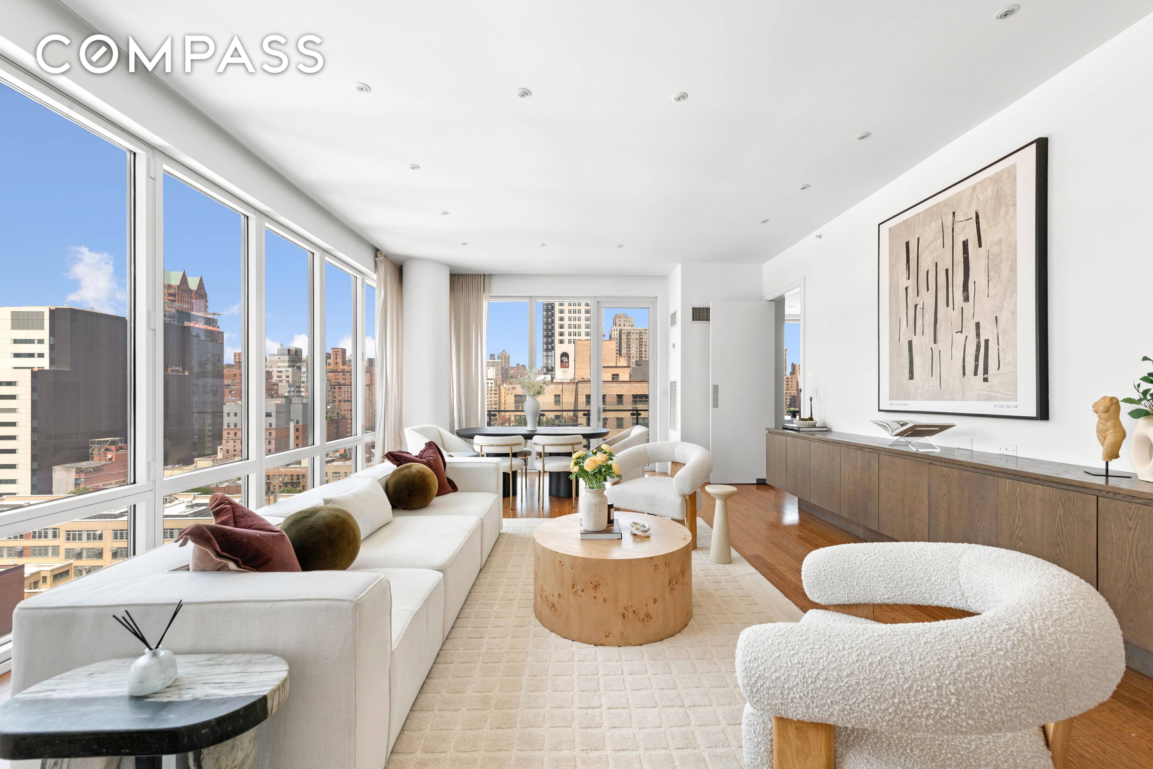 Stunning Corner Condo with Panoramic City Views This sun filled three bedroom corner residence features floor to ceiling windows in every room showcasing beautiful, protected city views.