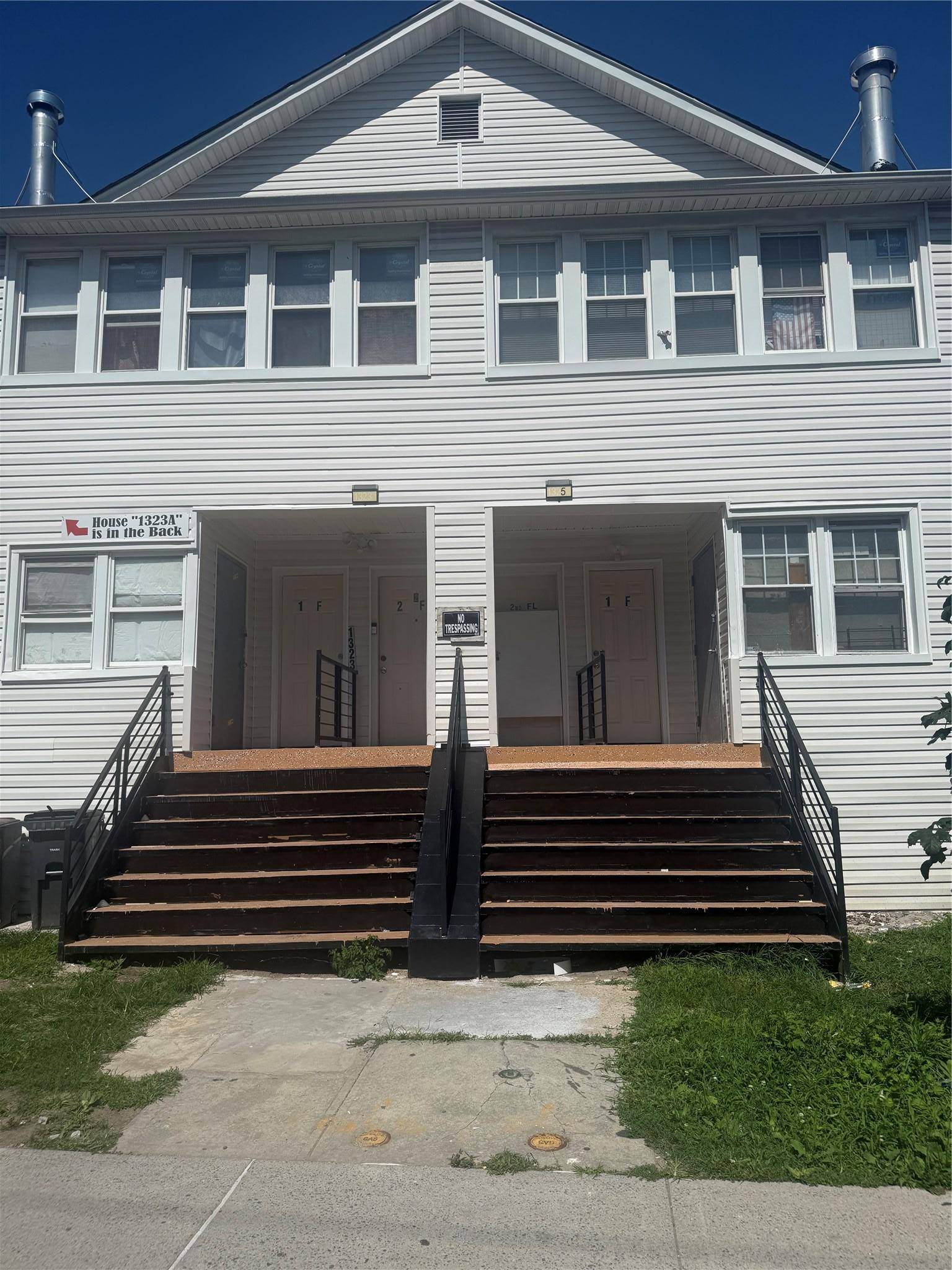 very large property mint condition 4 over 4 bedrooms with 2 full baths in each apartment first floor vacant 2nd floor occupied by tenants