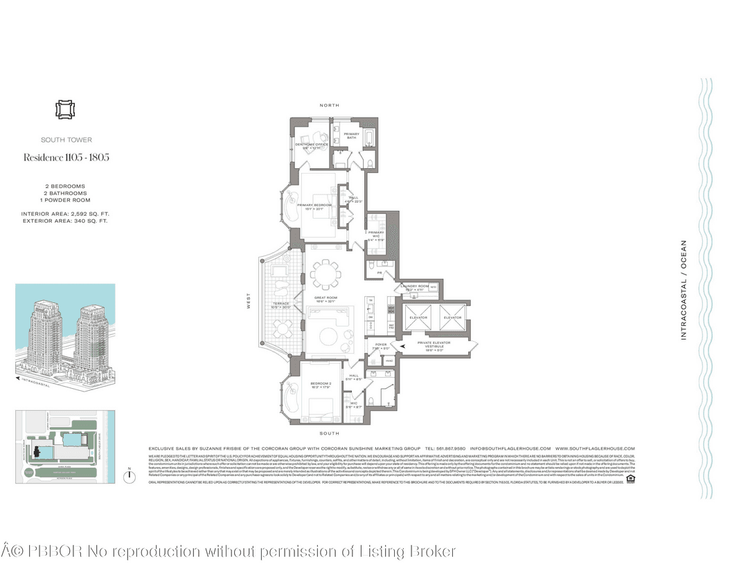 South Tower Residence 1505 at South Flagler House is a beautifully appointed west facing 2 BR, 2.