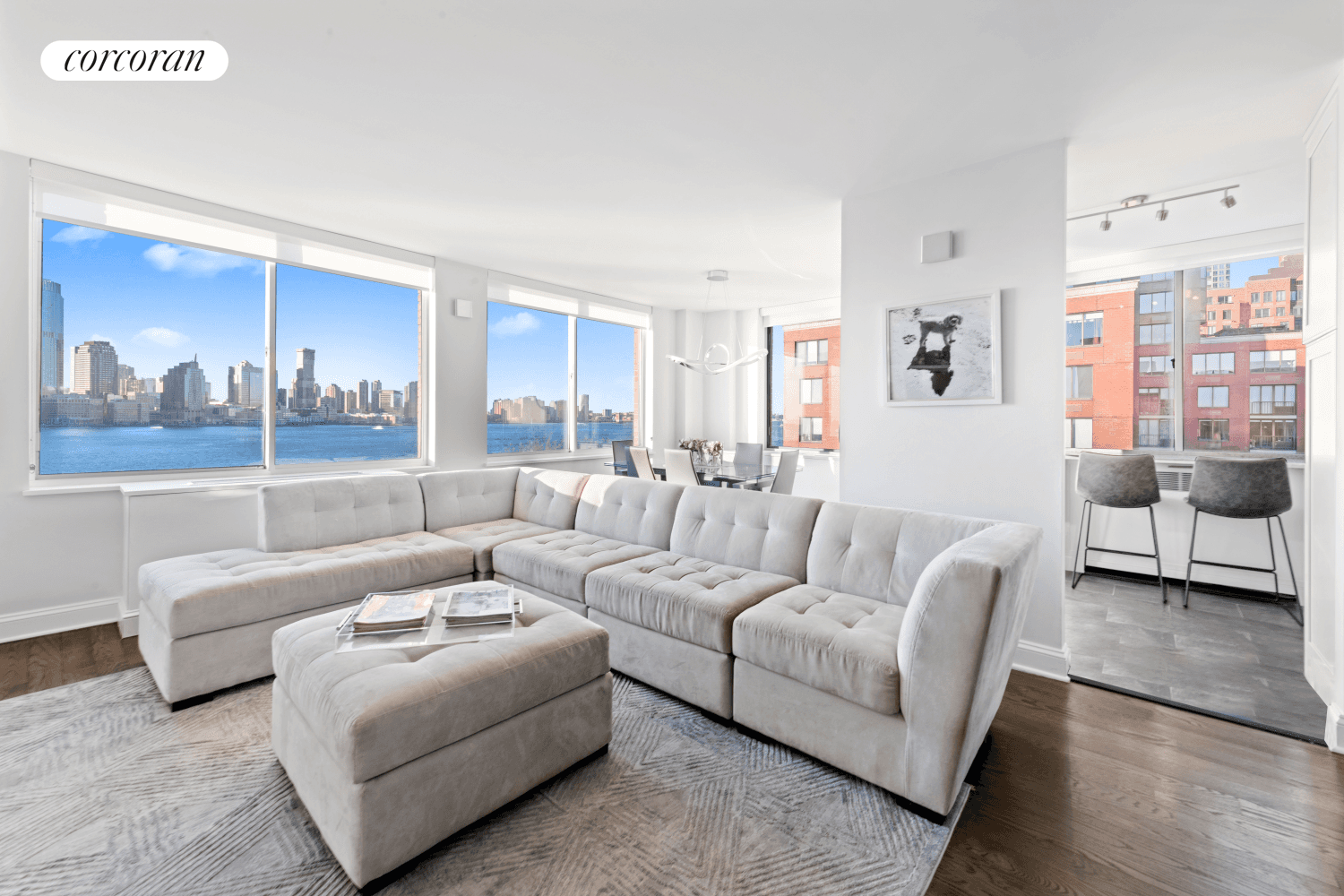 Wake up to sweeping river views and unwind with spectacular sunsets, all framed by the Statue of Liberty, from this impeccably designed, beautifully renovated 2 bedroom, 2.