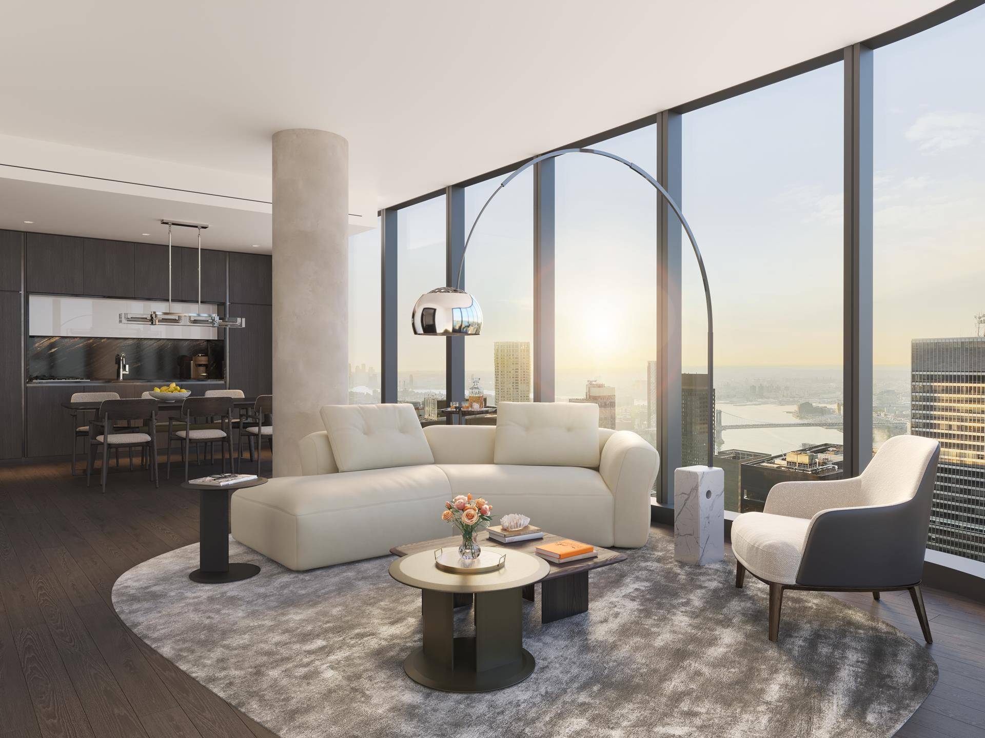 Residence 74B at The Greenwich by Rafael Vi oly is a generously sized one bedroom, one and a half bathroom home showcasing southern and eastern exposures, revealing panoramic vistas of ...