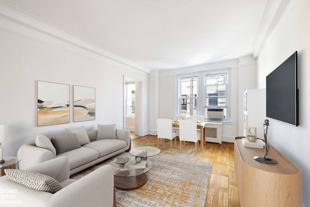 Timeless and gracious design by legendary architect Rosario Candela are the highlights of this spacious and bright one bedroom.