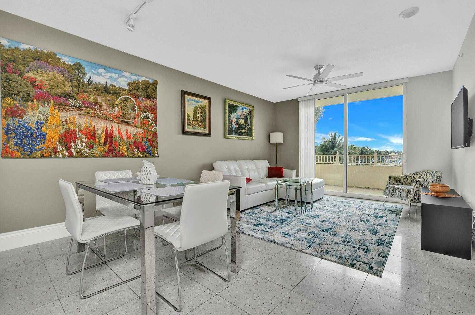 Fully furnished spacious 1 bed, 1 bath condo for sale in desirable Marina Village, offering peaceful marina views and only a 15 minute walk to the beach.