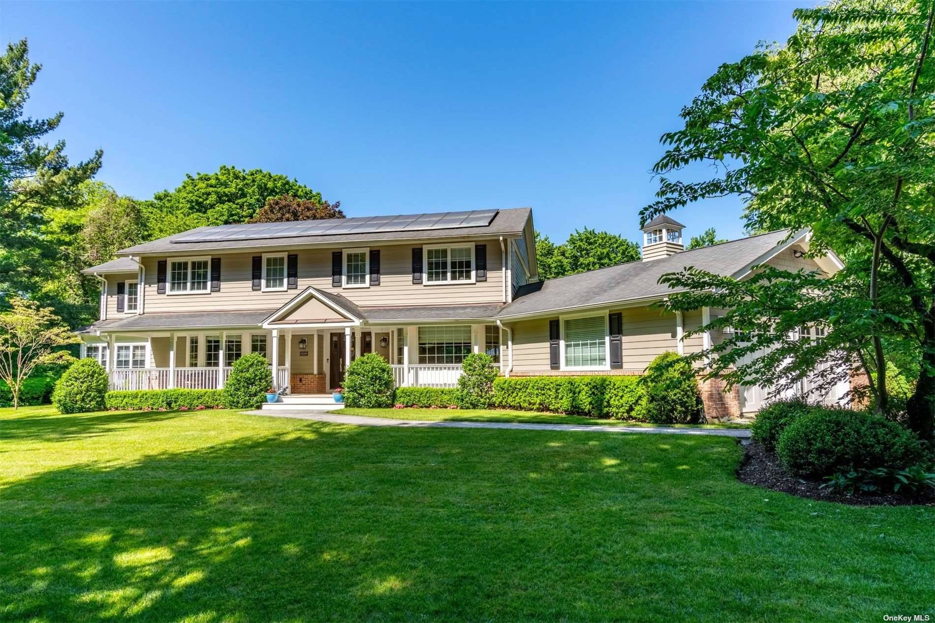 Beautifully Renovated 4 5 Bedroom Center Hall Colonial 0n 2 Flat Manicured Acres w Specimen Trees amp ; Mature Plantings.
