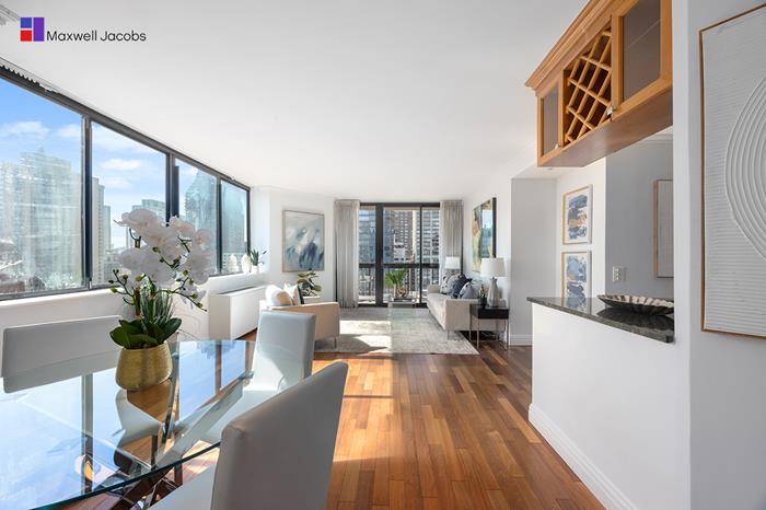 Sun Filled Corner 2BR 2BA with Private Balcony, W D, amp ; Open City ViewsWelcome to Residence 19C, a home that feels both bright and inviting from the moment you ...