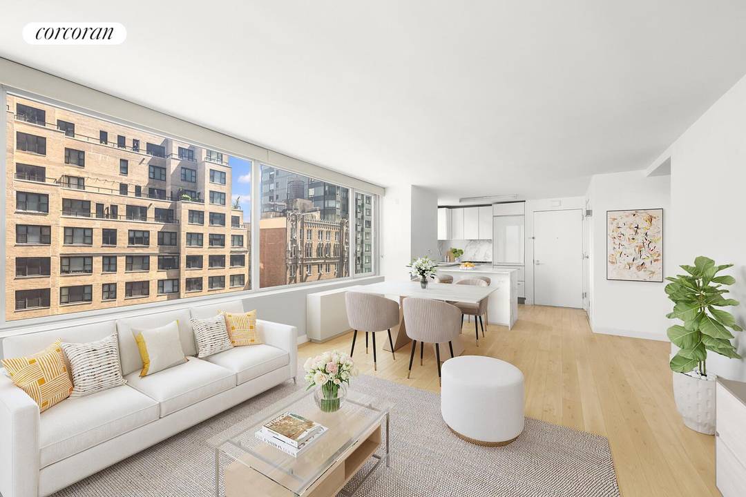 Residence 22G is a corner one bedroom at The Sheffield Condominium with an open layout and modern aesthetic.