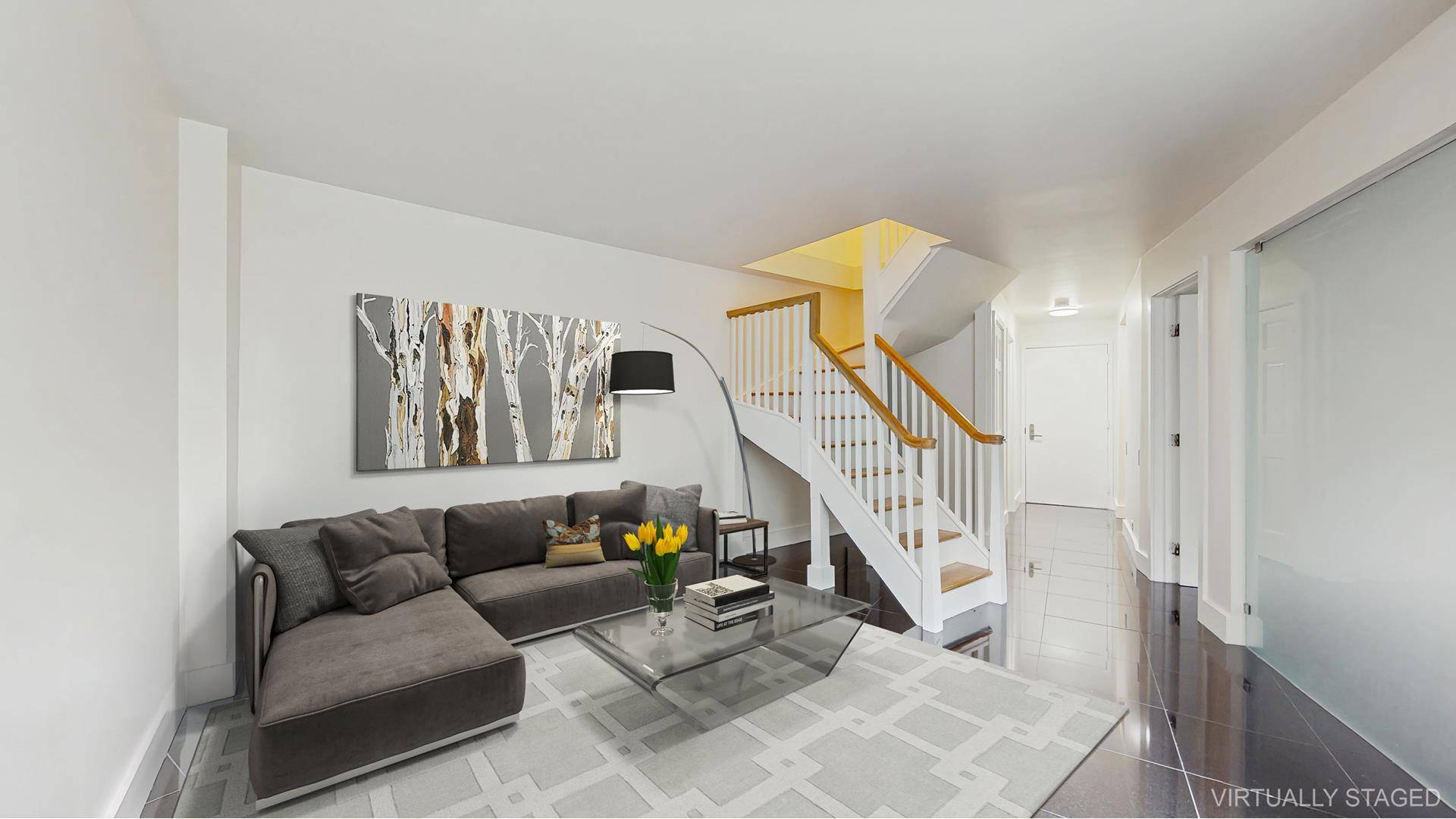 This very rare duplex apartment In Tribeca's sought after Greenwich Court Condominium is a completely renovated, beautifully designed 2 bedrooms convertible 3 and 2 full bathrooms presented in pristine, move ...