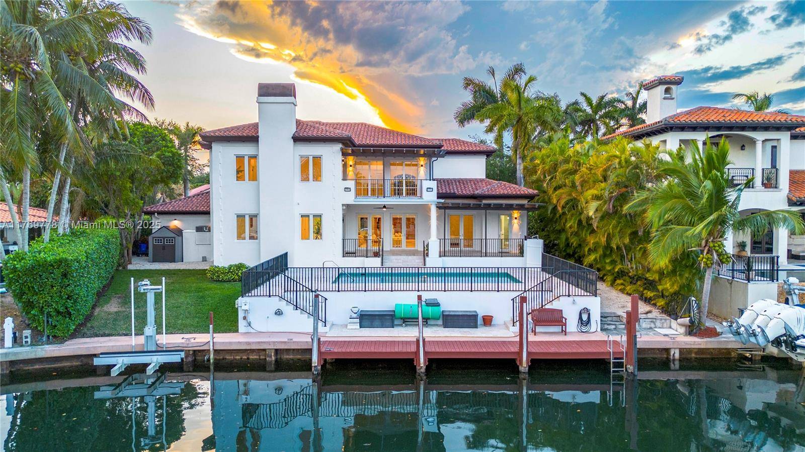 Modernized Mediterranean Waterfront Estate in Gables by the Sea with NO BRIDGES TO BAY !