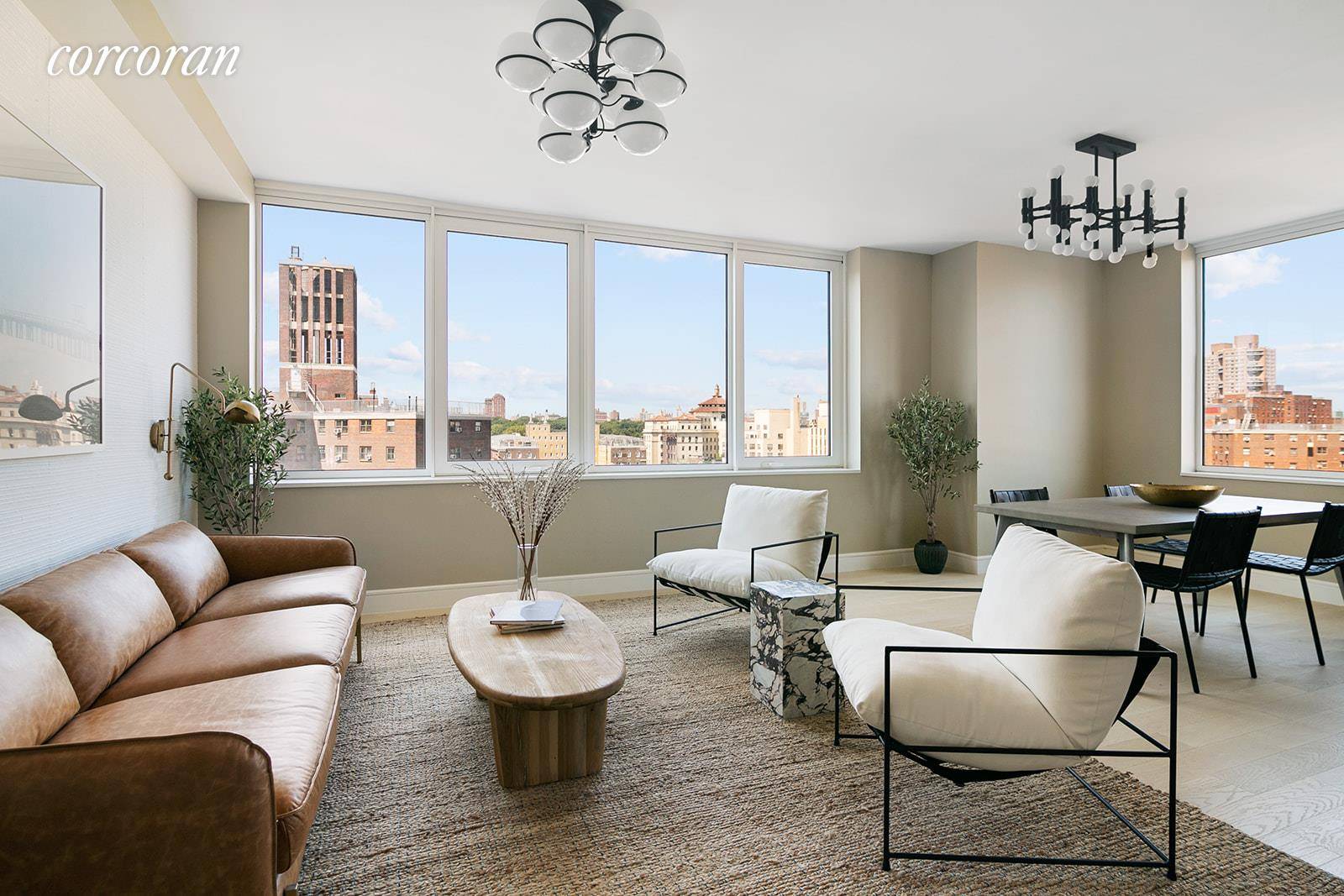 Stunning corner three bedroom, two and a half bathroom residence with an open cook's kitchen with great counter space.