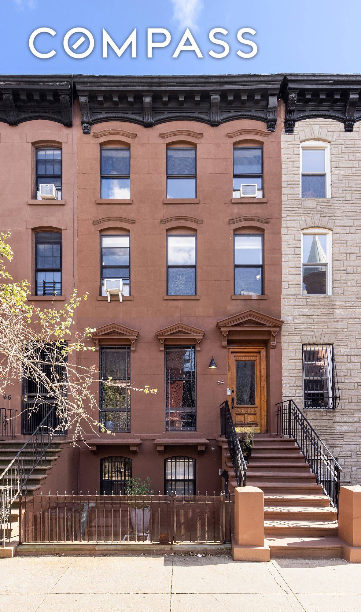 New Price 64 Putnam Avenue is a turn key, 20' wide, three family brownstone townhouse in Clinton Hill, close to both Bed Stuy and Prospect Heights.