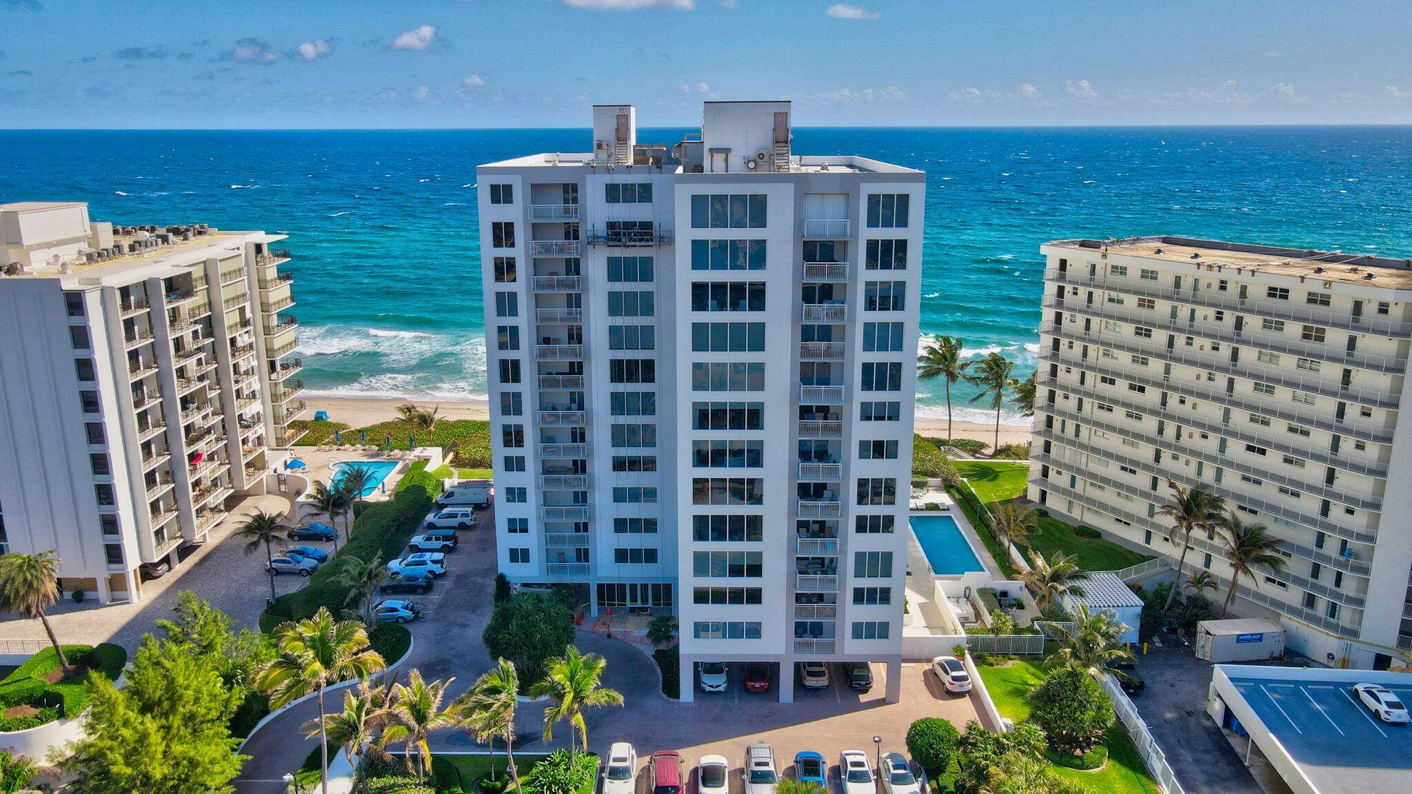 Come home to the beach ! Renovated 3 bedroom condo with gorgeous views of the Atlantic has an open floor plan, warm laminate flooring, modern white kitchen, neutral colors throughout.