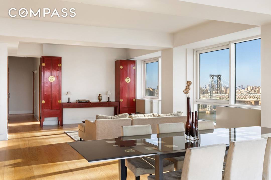 Perched high above Williamsburg, this stunning 1, 780 SF corner apartment is now available in the waterfront luxury building of Schaefer Landing North !