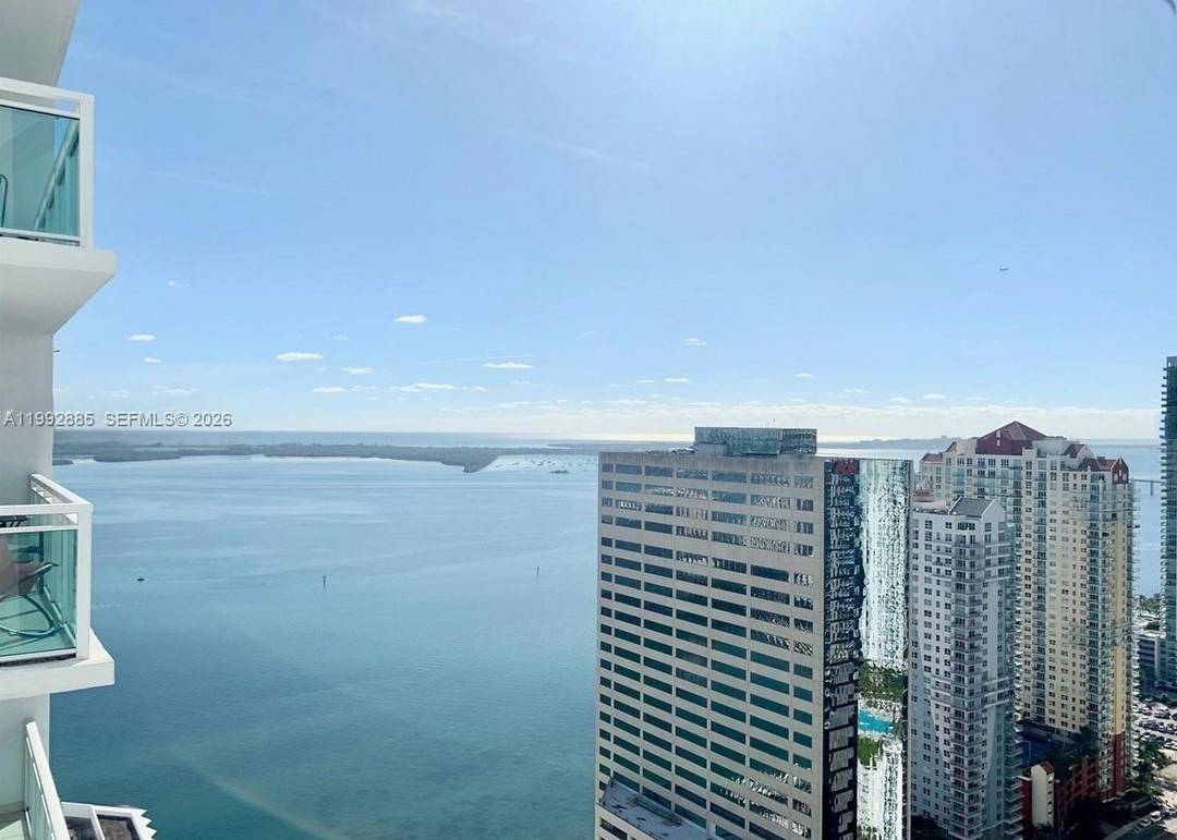 Enjoy the breathtaking views of Biscayne Bay from this elegantly renovated 2 bedroom, 2 bath residence at the prestigious Plaza on Brickell.