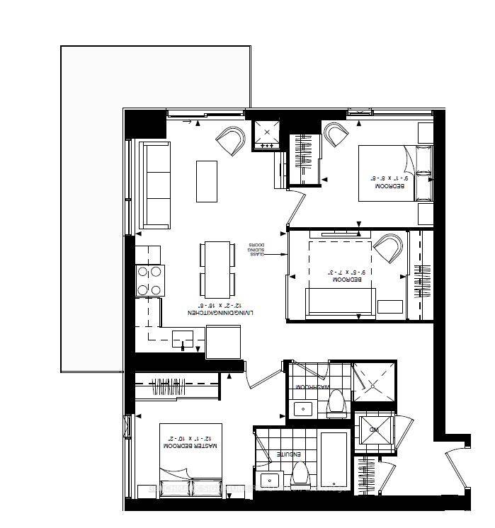 Three Bedroom unit Midtown Residence, Huge Windows Filling The Suite With Nature Light With South West Facing View.