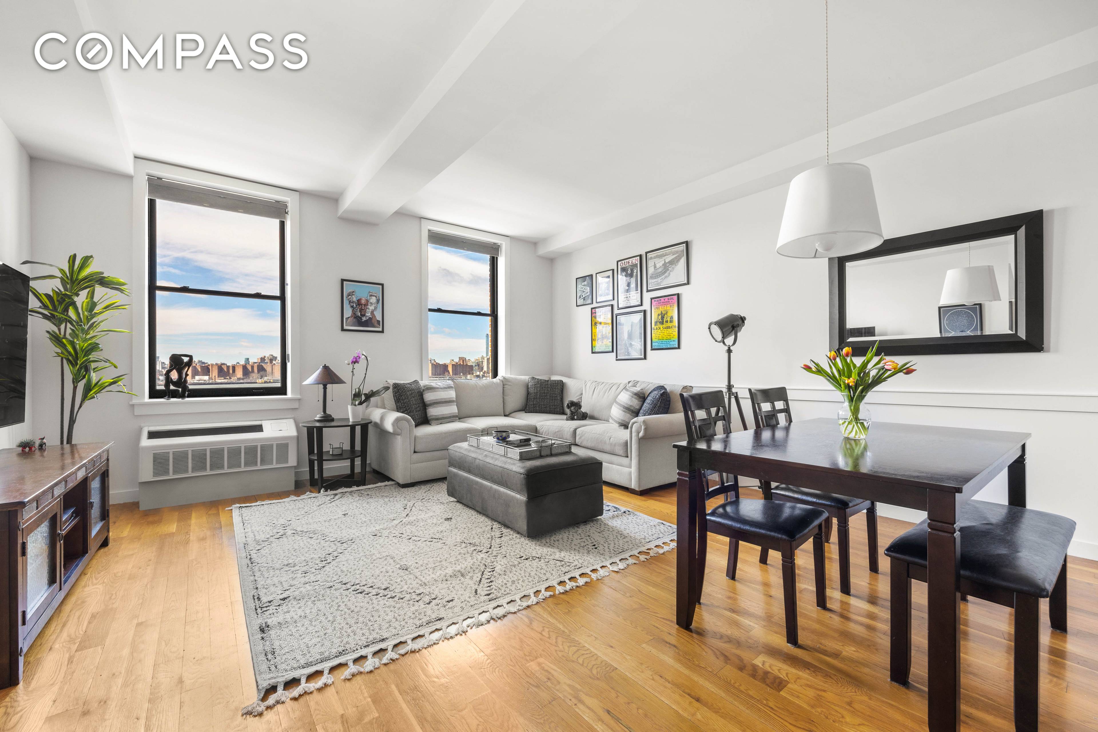 Uninterrupted river and city views along the Greenpoint waterfront are rare and coveted, and all are delivered with this well laid out oversized 1 bedroom plus home office in the ...