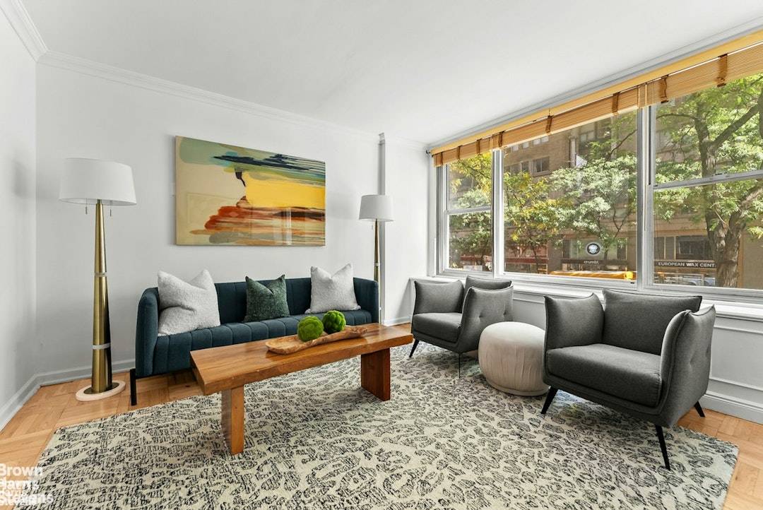 Welcome to the illustrious 2B, a true gem within the building, boasting the largest layout with Convertible 2 bedroom and 1 and a half bathrooms !