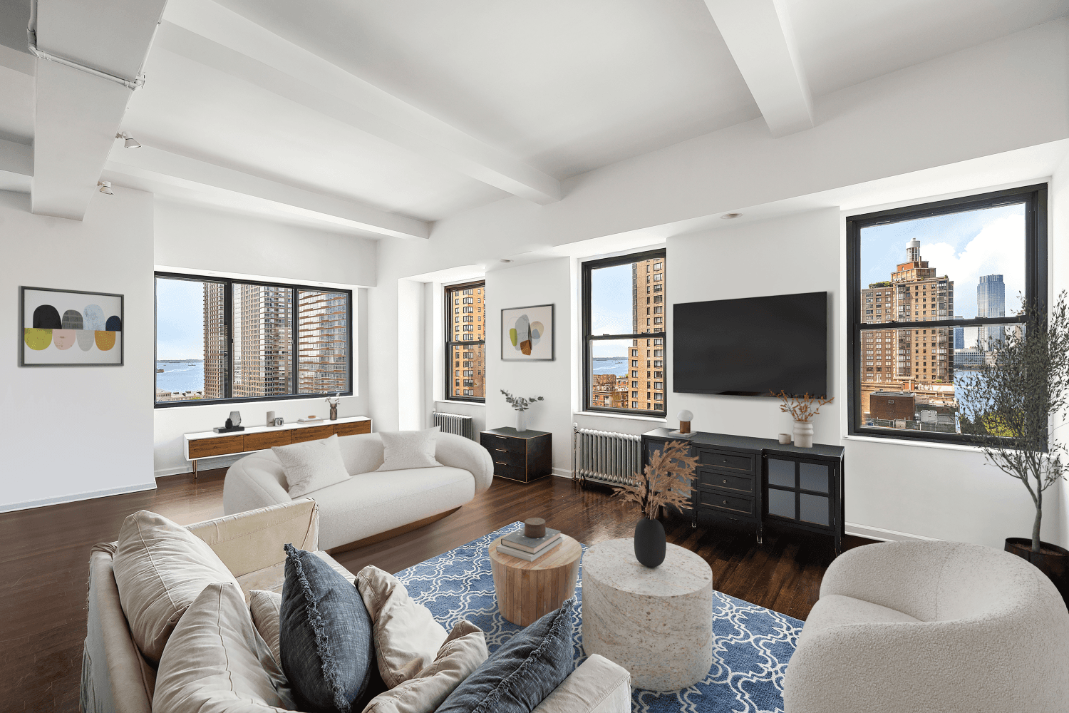 Stunning Full Floor Loft with Water Views at 33 Rector Street, 11 Experience luxurious downtown living in this sun drenched, full floor loft with cinematic water views.