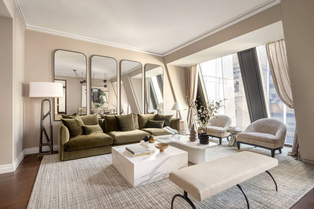 Balancing grand scale living with the intimate feeling of home, Residence 20B at 53 West 53 comprises 2, 104 square feet, offering two split bedrooms, two and a half bathrooms, ...