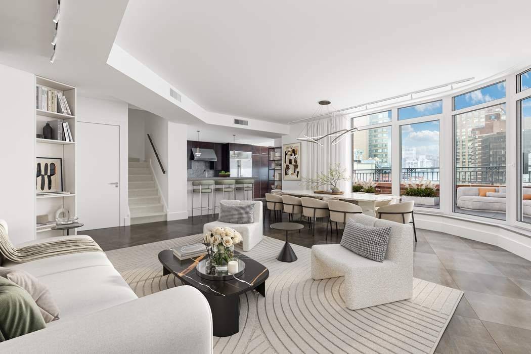 Exquisite 3, 006 sq ft Duplex Penthouse featuring a breathtaking 650 sqft wraparound terrace with open views to the South and West.